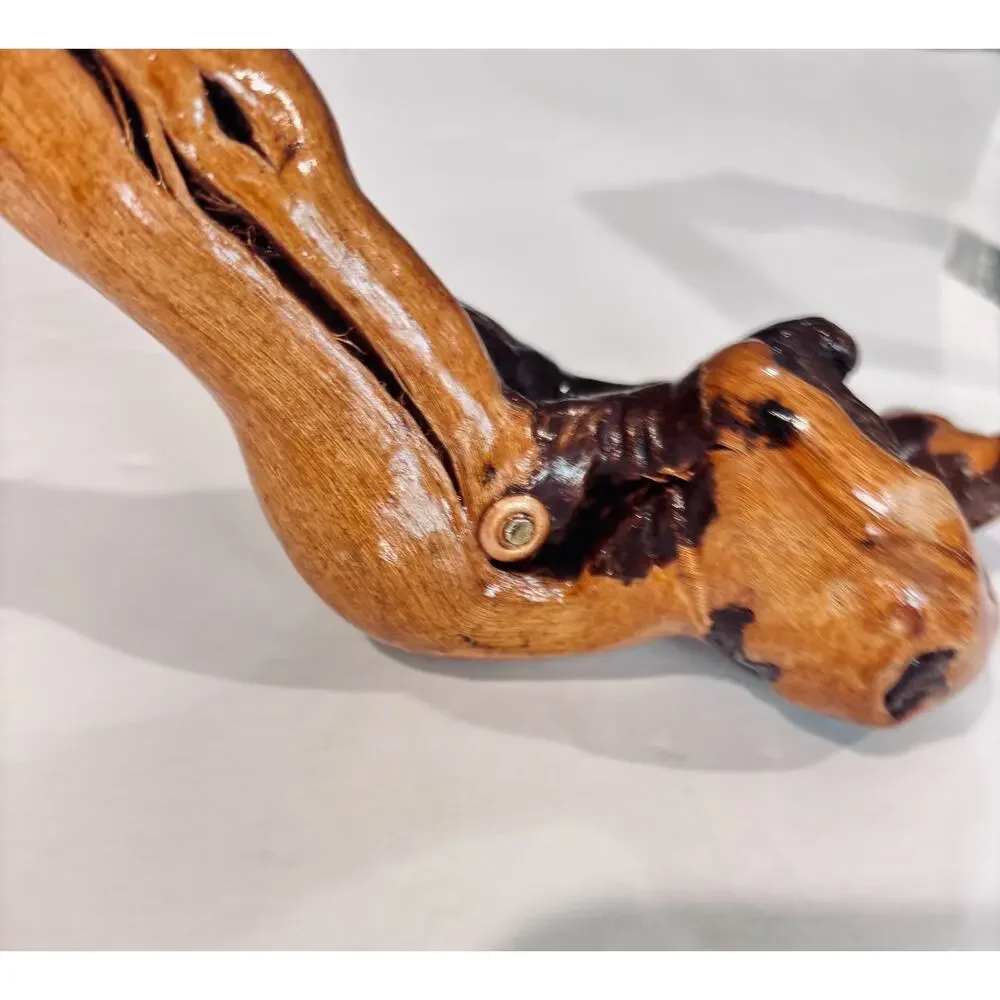 Vintage Handcrafted Grapevine Burl Wood Stationary Corkscrew Wine Opener